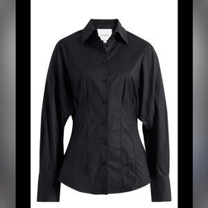 Reformation Black Fitted Button-Down Shirt